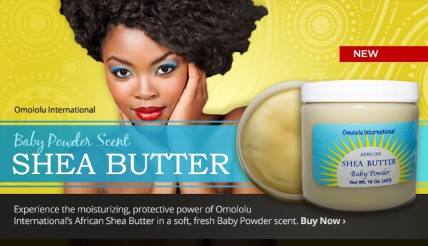 Omololu International Baby Powder Shea Butter Pound Jar